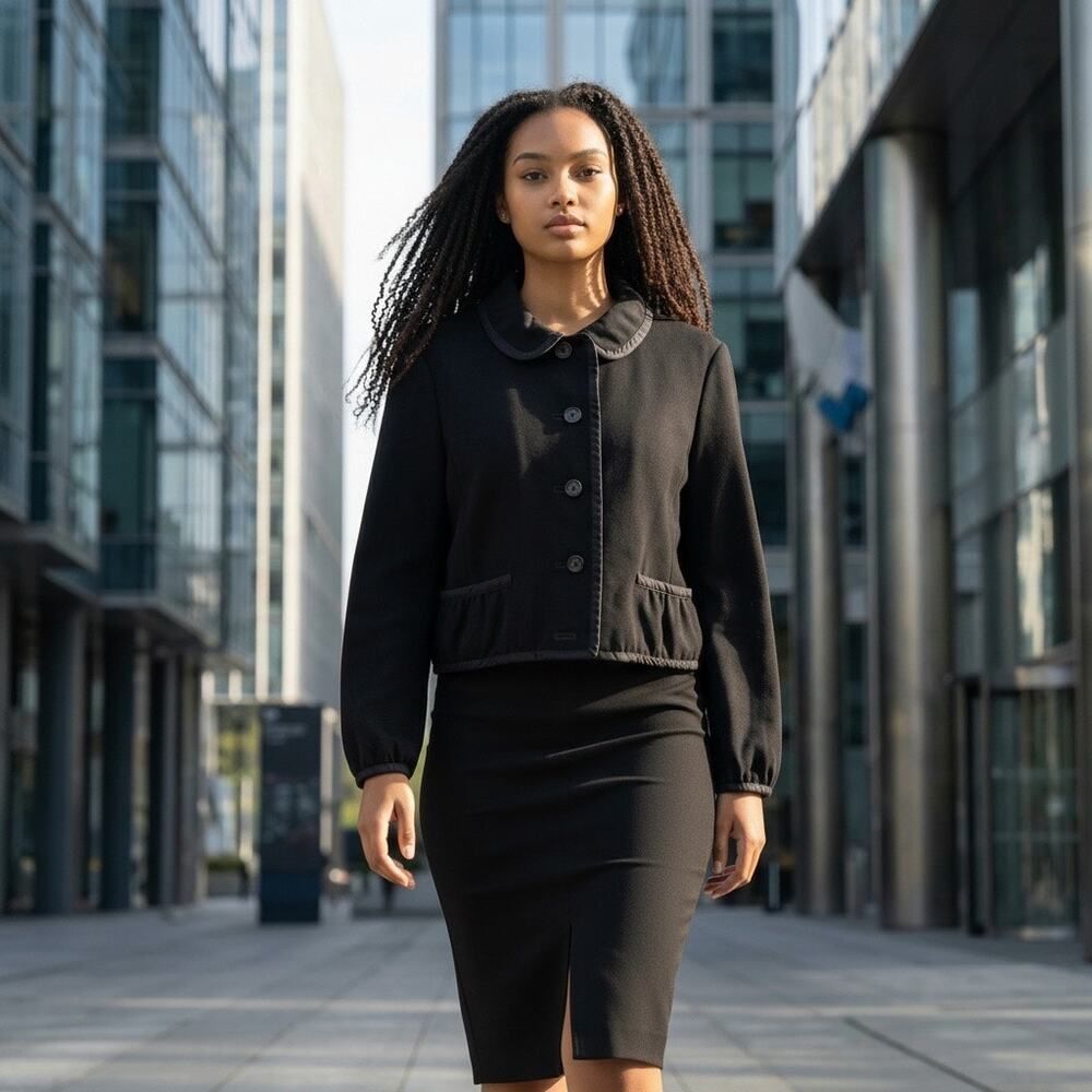 Louis Vuitton Black Wool Cropped Jacket Blazer 38 - Picture 2 of 8